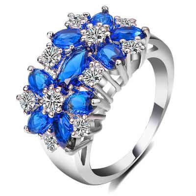 China Fashion Engagement Silver Plated Wedding Gem Zircon Ring Gift Jewelry For Women for sale