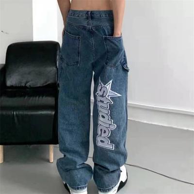 China 2021 new street hip-hop breathable wiping pants plus size embroidery jeans women's pants for sale