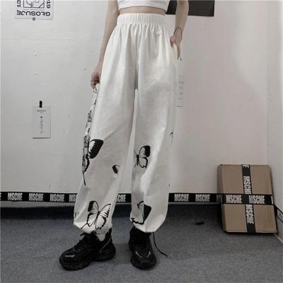 China 2021 Butterfly Straight Print Casual Spring Pants Breathable Casual Pants for sale