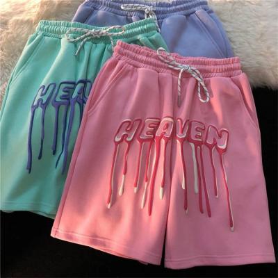 China QUICK DRY Streetwear Slimming Shorts Female Gothic Letters Printed High Waist Sports Shorts for sale