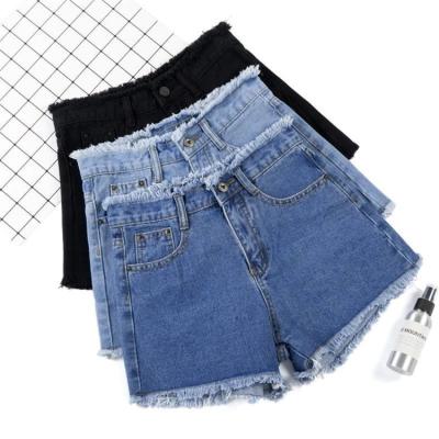 China 2021 QUICK DRY wild thin women high waist jeans shorts solid color for sale