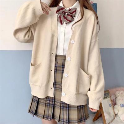 China Soft Fashion Knitted Cardigan Sweater Women Japanese Anti-wrinkle JK Sweater Uniform for sale