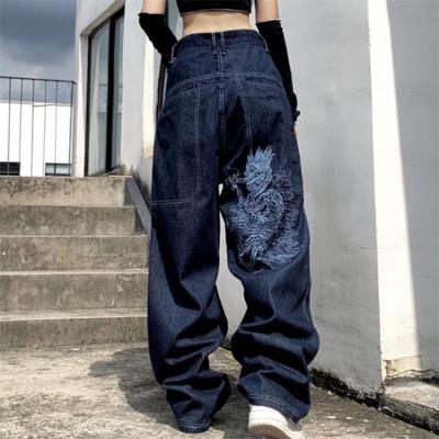 China 2021 new retro embroidery jeans women street hip-hop jeans American breathable pants for sale