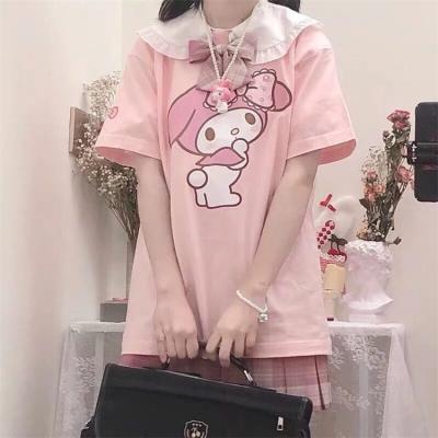 China Cute Japanese Girl Female Cartoon Harajuku Kawaii Soft Sweater T-shirt Short Sleeve Viable T-shirt for sale