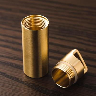 China Travel Pill Case/Dry Bo Stash Jar Medicine Container With Gold Can Handcrafted Brass Waterproof Main Medicine Bottle Mini Medicine Bottle Chain Box Easy To Carry Out for sale