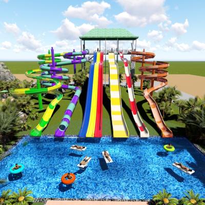 China Family Friendly Adults Big Water Park Slide For Amusement Park 50-100 Meters Length for sale