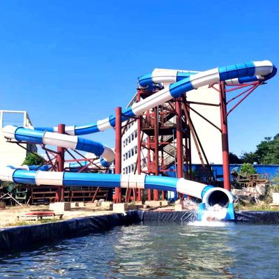 China Galvanized Steel Support Commercial Fiberglass Water Slide For Pools for sale