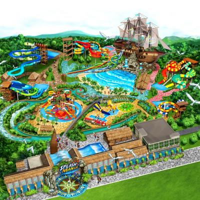 China 500 People Water Park Design With Filtration And Chlorination System for sale