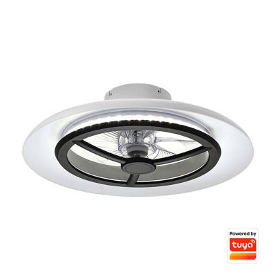 China Black Ring Luxury Tuya App Smart Painting Control Led Ceiling Fan With Light High Quality for sale