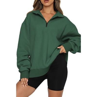 China QUICK DRY Odm Oversized Half Zip Pullover Sweatshirt Quarter Zip Hoodie Sweater Teen Girls Y2k Women Hoodies Heavyweight No Drawstring for sale