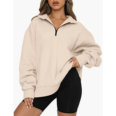 China QUICK DRY New Oversized Half Zip Pullover Long Sleeve Sweatshirt Quarter Zip Hoodie Essential Sudadera Basics as Algodon Sudadera De Nina for sale