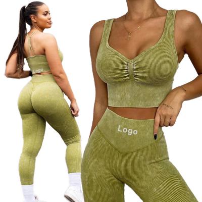 China Breathable Tiktok Wholesale Price Woman Ladies Gym Seamless Crop Top Fitness  Backless Nude Sport Yoga Bra Set Conjunto Para Gimnasio Mujer for sale