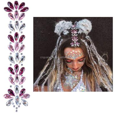 China Festival Temporary Forehead Hair Sticker Jewelry Mermaid Face Hair Gems for sale