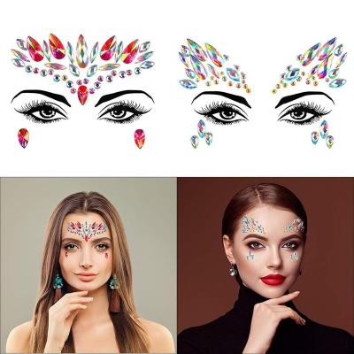 China Safe and Non-Toxic Gems Safe and Non-Toxic Rhinestone Temporary Tattoo Mermaid Face Tattoo Glitter Jewels Crystals Eyebrow Body Sticker for Rave Festival Party Dress-up for sale