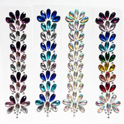 China Waterproof+Eco-friendly Self-adhesive Crystals Mermaid Rhinestone Glitter Tattoos Eye Forehead Body Hair Gems For Girls Festival Party Decoration for sale