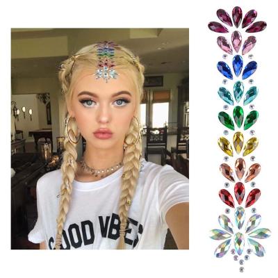 China Waterproof+Eco-friendly Temporary Face Jewelry Sticker Rainbow Women Body Tattoos Mermaid Hair Accessories Gems For Halloween for sale