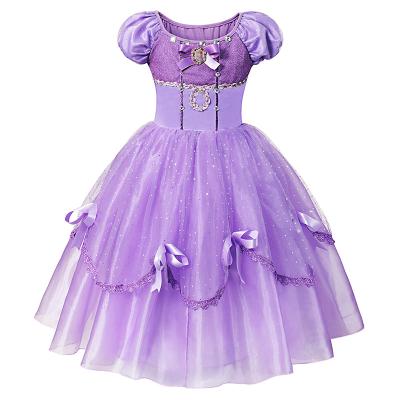 China Princess Sofia Dress Cosplay Costume Kids Sequins Gift Girls Layered Dress Child Carnival Halloween Party Deluxe Costume for sale