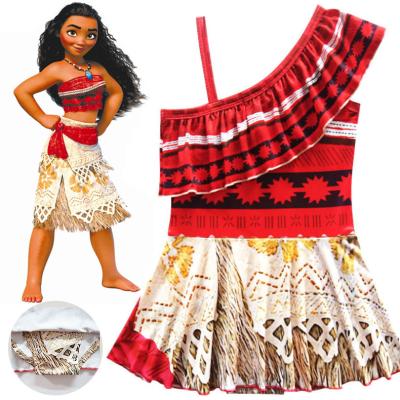 China One-Piece Cotton Polyester Kids Girls Moana Cosplay Costumes Children Swimwear Dress Birthday Party Role Play Clothes for sale