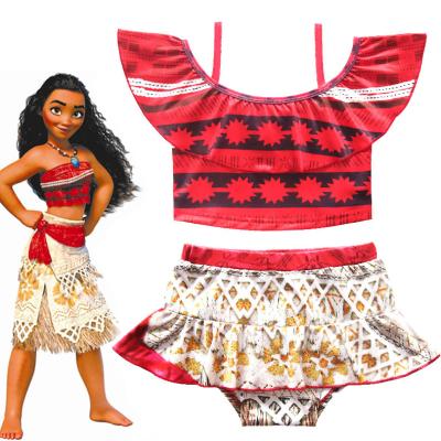 China 2 Piece Princess Cosplay Costumes Moana Polyester One-Shoulder Swimsuit Skirt Party Dress Set Role Play Babies for sale