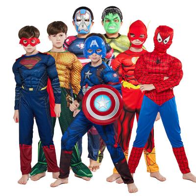 China Halloween Costume Marvel Kids Halloween Costume Superhero Cosplay Costume With Mask Helloween Spiderman America Hulk Thor for sale