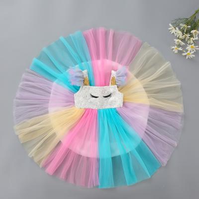 China Best Selling Items Polyester Dress Up For Kids Unicorn Dress Up Dress Rainbow Unicorn Tutu Dress for sale