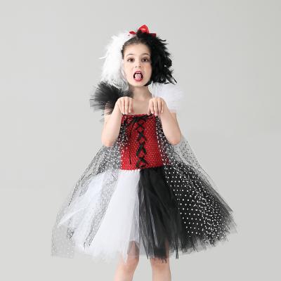 China Kids Mesh Black Swan Dress Masquerade Devil Tutu Ball Gown Dress Halloween Girl Cosplay Costume for sale