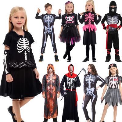 China Polyester Adult Kids Halloween Costume Horror Ghost Costume Vampire Costume Skeleton Devil Zombie Death for sale