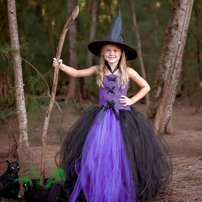 China Cotton Girls Halloween Cosplay Witch Costume Gauze Pompous Dress Party Performance Children's Costumes for sale