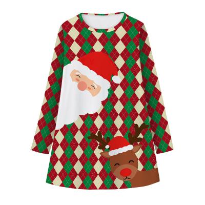 China Breathable Christmas Digital Printing Long Sleeve Autumn New Children's Dress Stain Round Collar Children's Dress Wholesale for sale