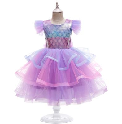 China Kids Girl Mermaid Halloween Christmas Birthday Party Dress Short Princess Dress Cosplay Sleeve Girls Mermaid Costumes for sale