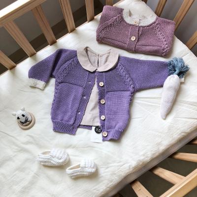 China Breathable baby cardigan jacket with jacquard twist /knitted sweater for babies from three months to two years old for sale