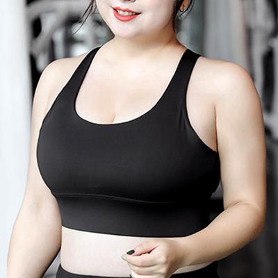 China Black High Print Wireless Antibacterial Plus Size Custume Logo Yoga Top B&F Cups Adjustable Breathable Big-Breasted Sports Bra For Women for sale