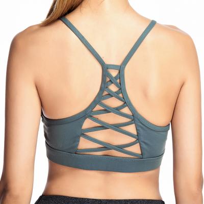 China 2021 Antibacterial Customized Fitness Vest Tie Back High Quality Unique Ladies Cross Back Plus Size Yoga Sports Bra Women for sale