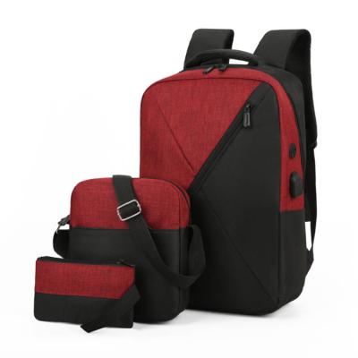 China With Travel 3 Large Capacity Laptop Backpack Anti-theft Computer Bag USB Men's Business Outdoor Promotional Set With USB Charging Port for sale