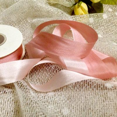 China Double face 20mm pure silk ribbon varied colors wedding ribbon ins style ribbon2mm-50mm width pure silk material for sale