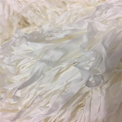 China 100% pure natural double sari embroidery silk ribbon soft face 13mm undyed 7mm by skein export to USA market for sale