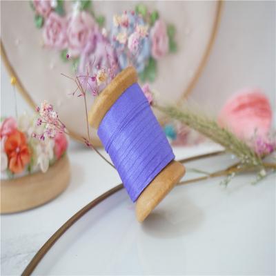 China Double Face 7mm Dyed Thin Taffeta Silk Embroidery Ribbon 100% Real Pure Silk Ribbon Solid Solid Color Handcraft, Double Face Satin Silk for sale