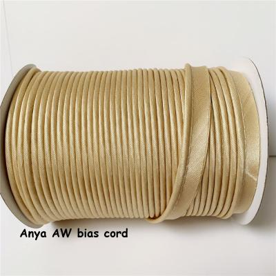 China High tenacity aws bias rope 100% polyester satin piping rope 12mm roll 72yards one cotton bias rope laces ropes for sale