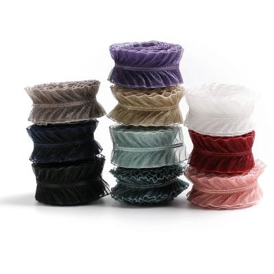 China Single Face 25mm-40mm One Headwear Wholesale Plicative Trim Ribbon Organza Craft DIY Supply Home Sewing Decoration for sale