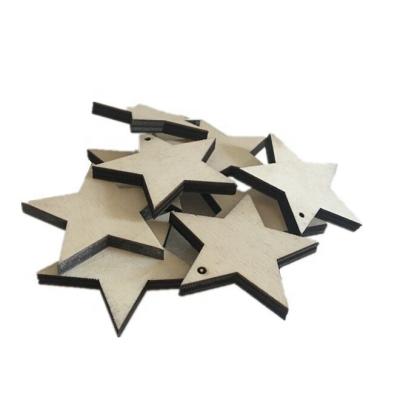 China Europe Star Shape Unfinished Cutouts, Natural White Slice Christmas Wood Pieces For DIY Crafts, Wedding, Party Home Decoration for sale