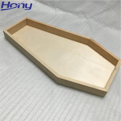 China Unfinished Pine Wood Box Plain Pine Wood Casket Box Jewelry Display Tray Without Lid for sale