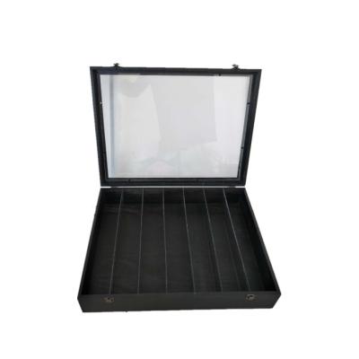 China Large Size Custom Recycled Materials Shade Box Frames Black Wooden Boxes With Acrylic Lid Luxury Hinged Wooden Jewelry Organizer Display Box for sale