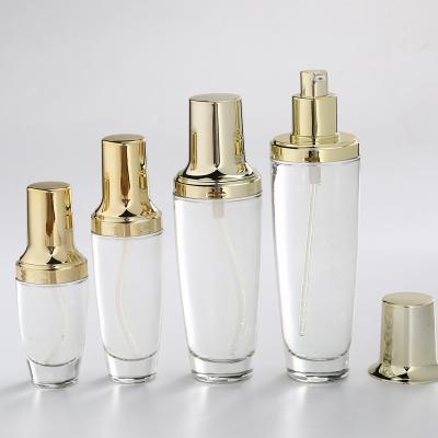 China Luxury Personal Care Cosmetics Packaging Glass Bottle Container Cream Jar And Pump Spray Bottle for sale