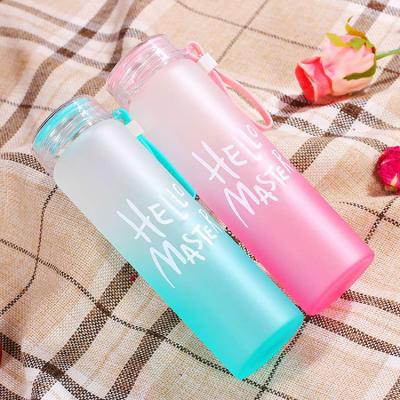 China Sustainable Fashion Glass Bottle Custom Water Glass With Lid for sale