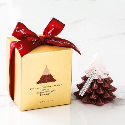 China Birthdays Wholesale Christmas Decoration Christmas Tree Shaped Aromatherapy Candle Soy Wax for sale