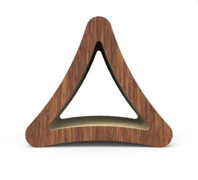 China Viable 3 Sided Triangle Design Wrinkled Cat Scratching Pad Cardboard Scratcher for sale