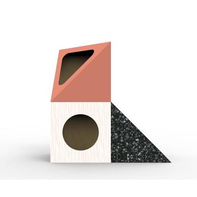 China Viable unique design 3 in 1 eco-friendly DIY Cat House Foldable Cardboard Cat Scratch House Cat House Hole Sale for sale