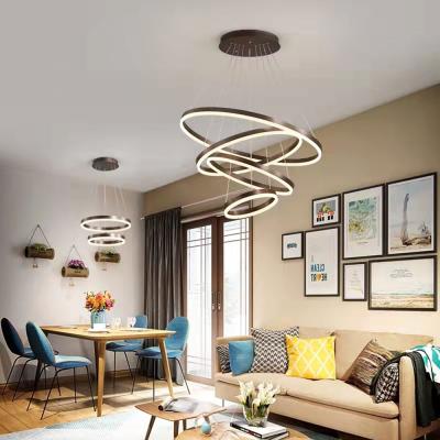 China Modern Simple Modern Decorative Ceiling Hanging Pendant Light For Dining Room Living Acrylic Circle Ring Chandelier for sale