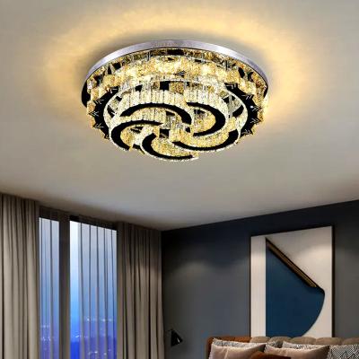 China Contemporary Nordic Modern Style Chrome Ceiling Lamp Living Room RGB LED Transparent Crystal Smart Remote Control Ceiling Light for sale