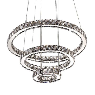 China Modern LED Crystal Chandeliers modern 3 rings LED ceiling light pendant light for living room pendant light for sale